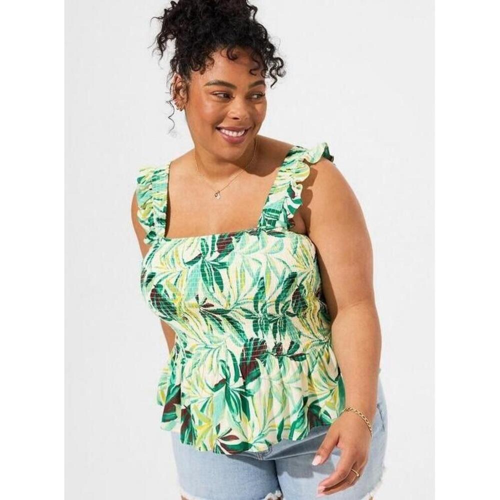 NWT Torrid Peplum Washable Crinkle‎ Gauze Smocked Tank Top 3X